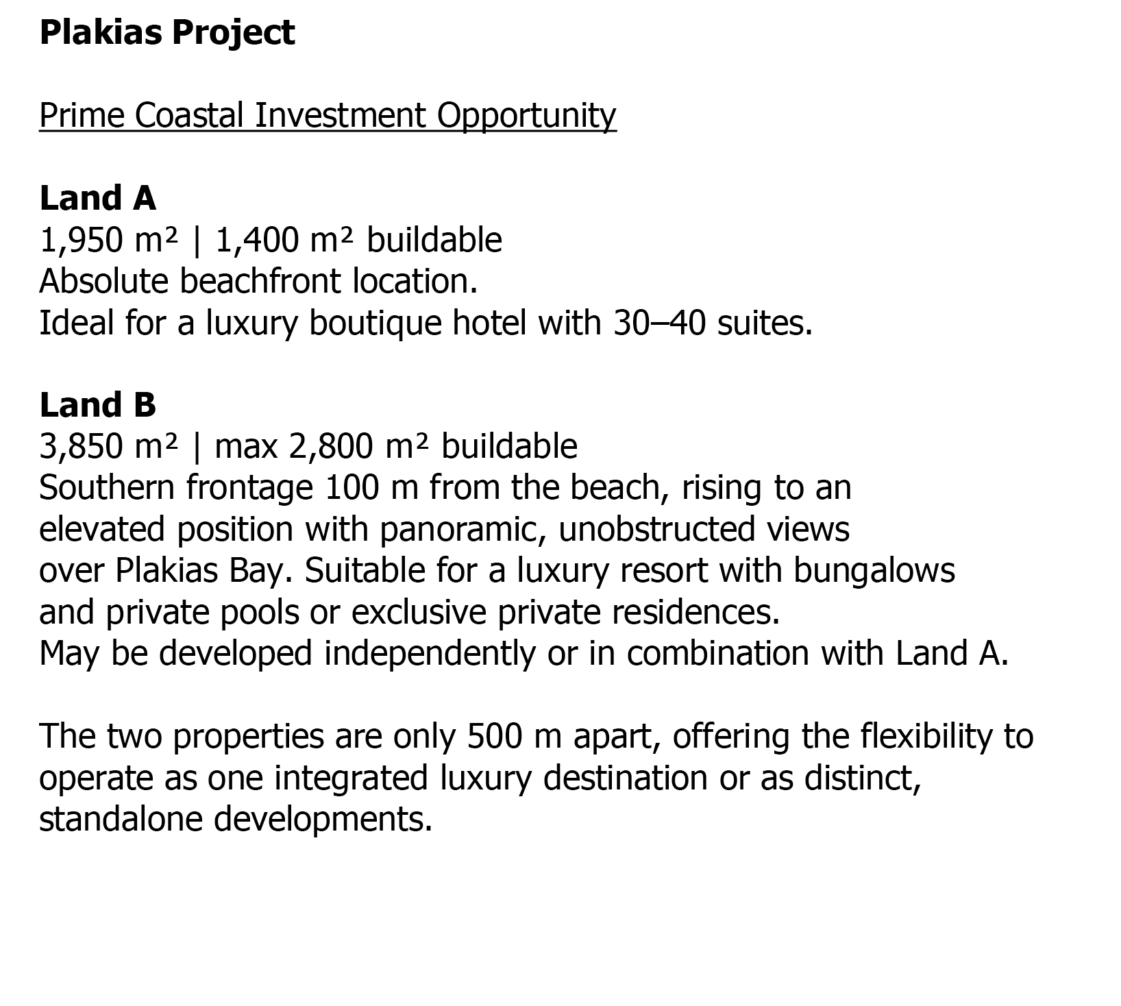 Plakias Project Info